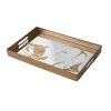 18 Inch Decorative Tray, Modern Mirrored Base, Bronze Metal Frame