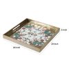 Miki 20 Inch Square Decorative Tray, Artisan Mirrored Damask Pattern, Gold