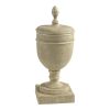 22 Inch Classic Lidded Vase with Turned Finial Cup Design, Whitewashed