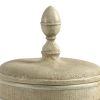 22 Inch Classic Lidded Vase with Turned Finial Cup Design, Whitewashed