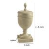 22 Inch Classic Lidded Vase with Turned Finial Cup Design, Whitewashed