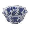 11 Inch Decorative Bowl with Floral Pattern on Blue and White Porcelain