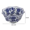 11 Inch Decorative Bowl with Floral Pattern on Blue and White Porcelain