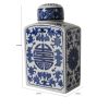 9 Inch Ceramic Lidded Jar, Rectangular Blue Orchid and Flowers, Set of 2