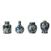 Set of 4 Lidded Jars and Vases, Classic Curved Round Blue and White Ceramic