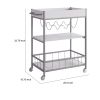 Kelcy 34 Inch Modern Kitchen Bar Cart, 3 Shelves, Wine Rack, Wheels, White