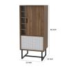 Nio 46 Inch Freestanding Bar Cabinet, Perforated Metal Door, Mahogany Brown