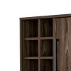 Otis 37 Inch Standing Bar Cabinet, 8 Cubbies, High Grade Walnut Brown Wood