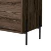 Otis 37 Inch Standing Bar Cabinet, 8 Cubbies, High Grade Walnut Brown Wood