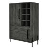 Otis 37 Inch Standing Bar Cabinet, 8 Cubbies, High Grade Smokey Brown