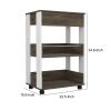 35 Inch Rolling Kitchen Bar Cart, 1 Drawer, Shelves, Grain Details, White