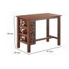 Bada 47 Inch Rectangular Bar Table with 3 Shelves and Metal Accents, Brown