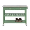 Irvin 44 Inch Modern Kitchen Island, 2 Drawers and Wheels, Wine Rack, Green