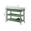 Irvin 44 Inch Modern Kitchen Island, 2 Drawers and Wheels, Wine Rack, Green