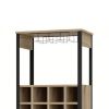 Art 71 Inch Modern Bar Cabinet, 16 Wine Cubbies, Steel Frame, Natural Brown