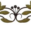 32 Inch Olive Branch Metal Wall Decor, Green And Brown