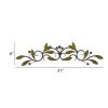 32 Inch Olive Branch Metal Wall Decor, Green And Brown