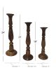 Benzara Wooden Natural Finish Pillar Shaped Candleholder, Set of 3, Brown