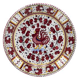 ORVIETO RED ROOSTER: Charger Buffet Platter [STRIPED RIM]