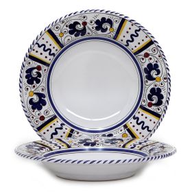 ORVIETO BLUE ROOSTER: Rim Pasta Soup Bowl (White Center)