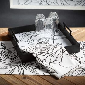 Floral Line Art Table Runner