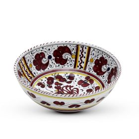 ORVIETO RED ROOSTER: Salad Bowl (Medium) [STRIPED RIM]