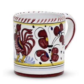 ORVIETO RED ROOSTER: Mug (10 Oz) [STRIPED RIM]