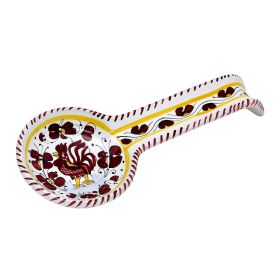 ORVIETO RED ROOSTER: Spoon Rest [STRIPED RIM]