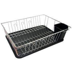 Megachef 16 Inch Chrome Plated And Plastic Counter Top Drying Dish Rack In Black