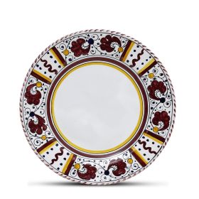 ORVIETO RED ROOSTER: Salad Plate (White Center) [STRIPED RIM]