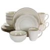 Elama Contessa 16 Piece Embossed Scalloped Stoneware Dinnerware Set In Ivory