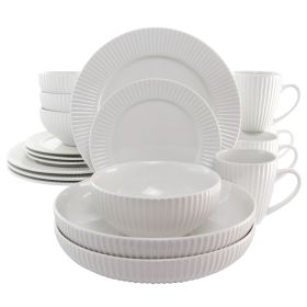 Elama Elle 18 Piece Porcelain Dinnerware Set With 2 Large Serving Bowls In White