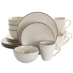 Elama Honey Ivory 16 Piece Stoneware Dinnerware Set In Ivory