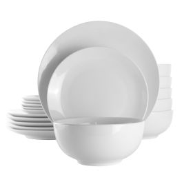 Elama Luna 18 Piece Porcelain Dinnerware Set In White