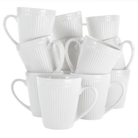 Elama Madeline 12 Piece Porcelain Mug Set In White