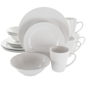 Elama Marshall 16 Piece Porcelain Dinnerware Set In White