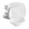 Elama Newman 18 Piece Square Porcelain Dinnerware Set In White