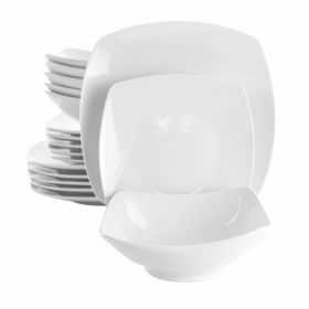 Elama Newman 18 Piece Square Porcelain Dinnerware Set In White