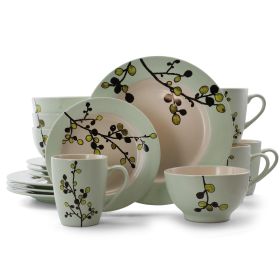 Elama Retro Bloom 16 Piece Luxurious Stoneware Dinnerware With Complete Setting For 4