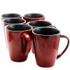 Elama Harland 14 Ounce 6 Piece Luxe And Large Stoneware Dinner Mugs In Red