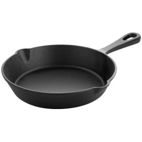 Megachef 8 Inch Round Preseasoned Cast Iron Frying Pan In Black