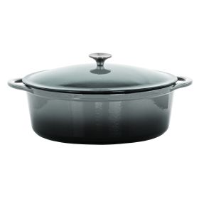 Megachef 7 Quarts Oval Enameled Cast Iron Casserole In Gray