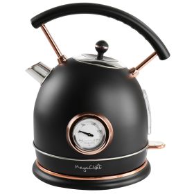 Megachef 1.8 Liter Half Circle Electric Tea Kettle With Thermostat In Matte Black