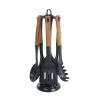 Megachef Black Nylon Cooking Utensils With Wood Design, Set Of 7